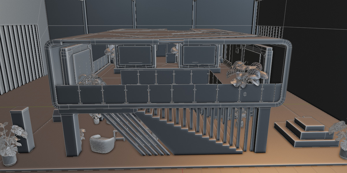 Modern Double Story Exhibition Booth Blender Scene 3D model_21