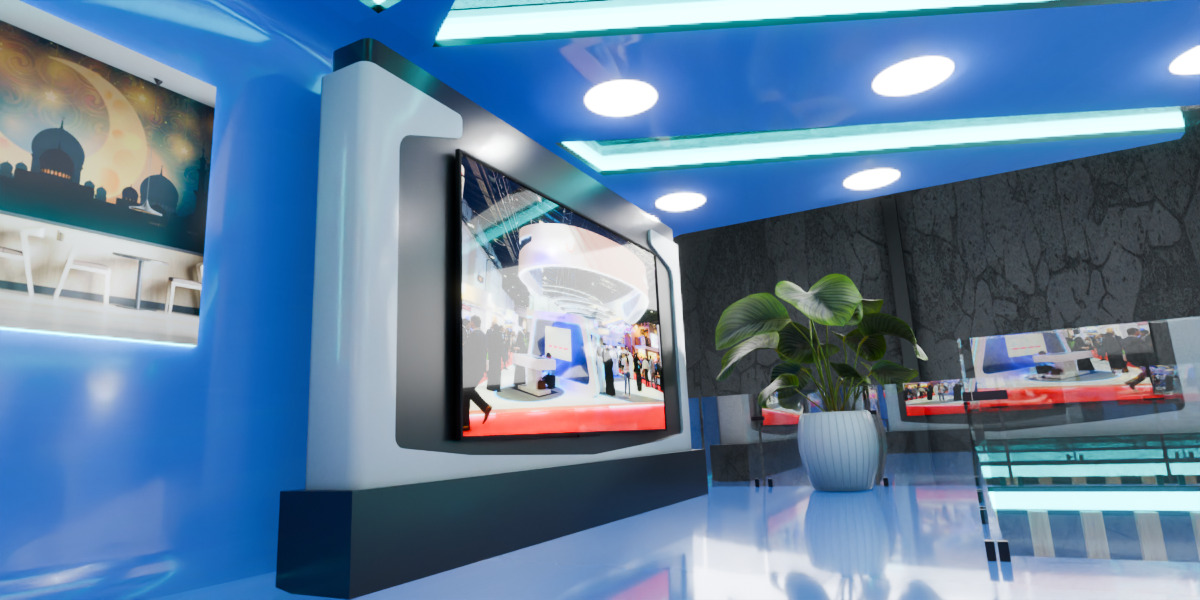 Modern Double Story Exhibition Booth Blender Scene 3D model_16