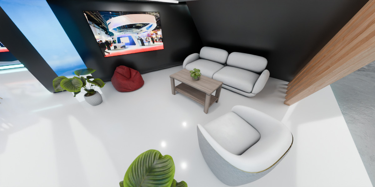 Modern Double Story Exhibition Booth Blender Scene 3D model_4