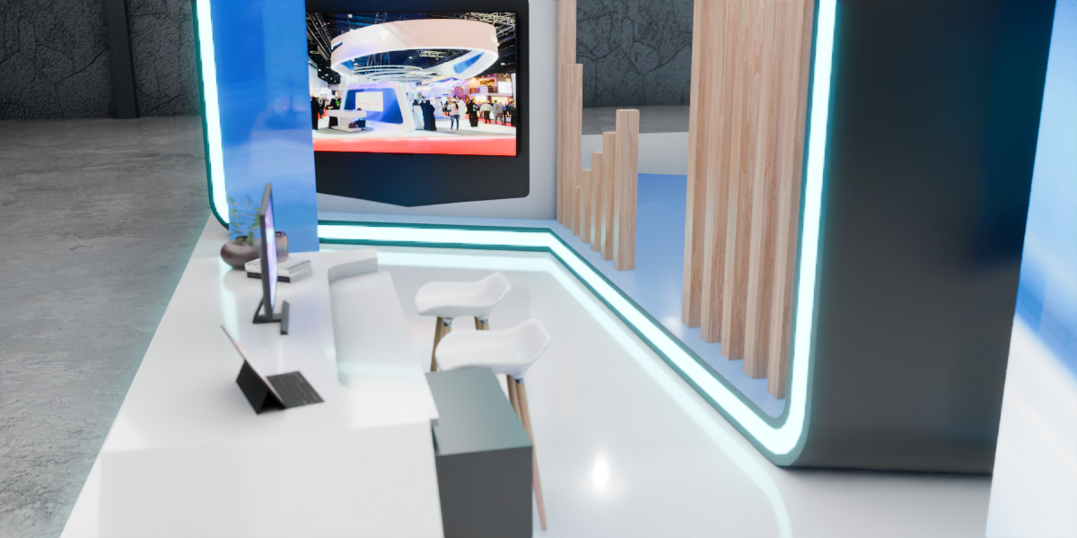 Modern Double Story Exhibition Booth Blender Scene 3D model_3