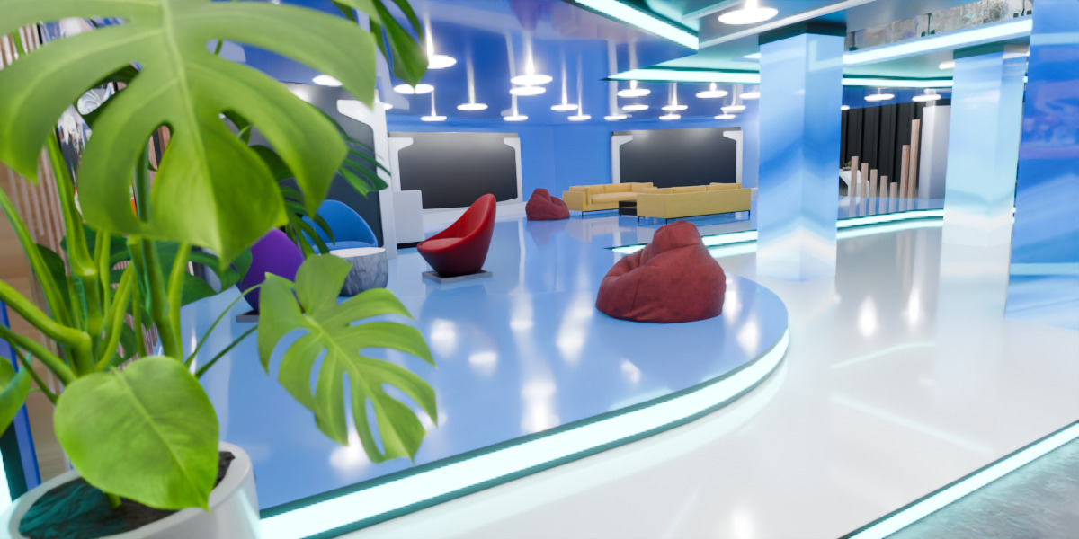 Modern Double Story Exhibition Booth Blender Scene 3D model_8