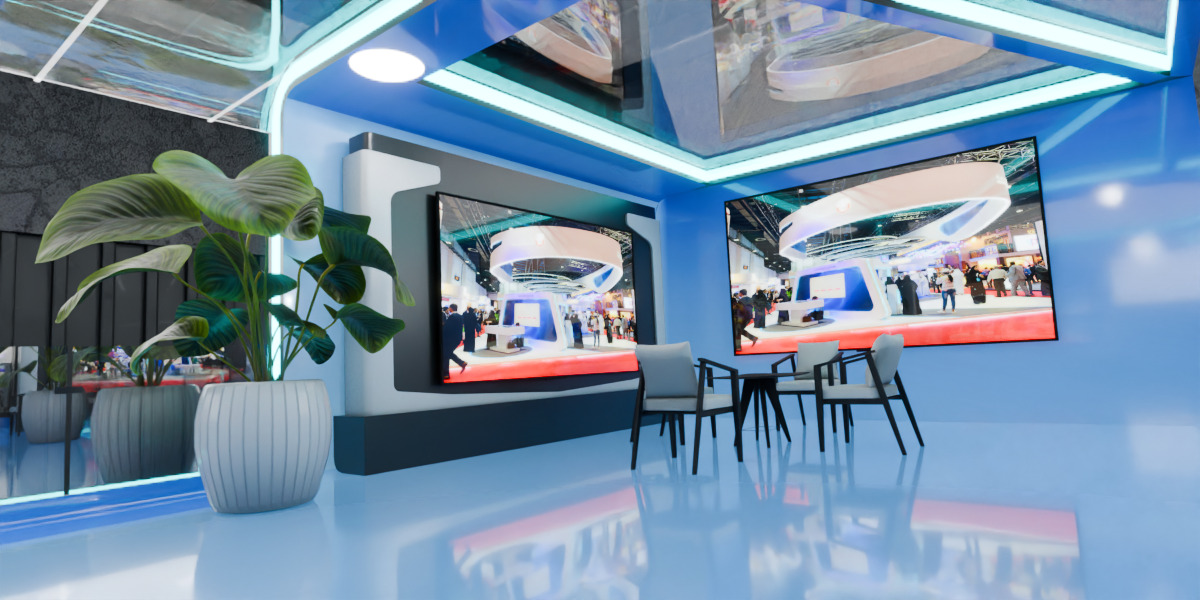 Modern Double Story Exhibition Booth Blender Scene 3D model_14