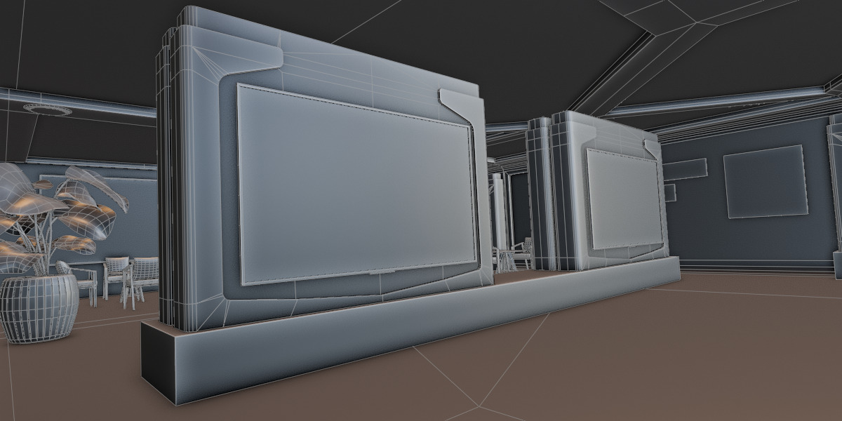 Modern Double Story Exhibition Booth Blender Scene 3D model_24