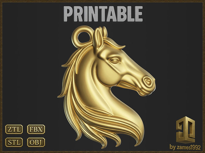 Horse Head Pendant 3D print model