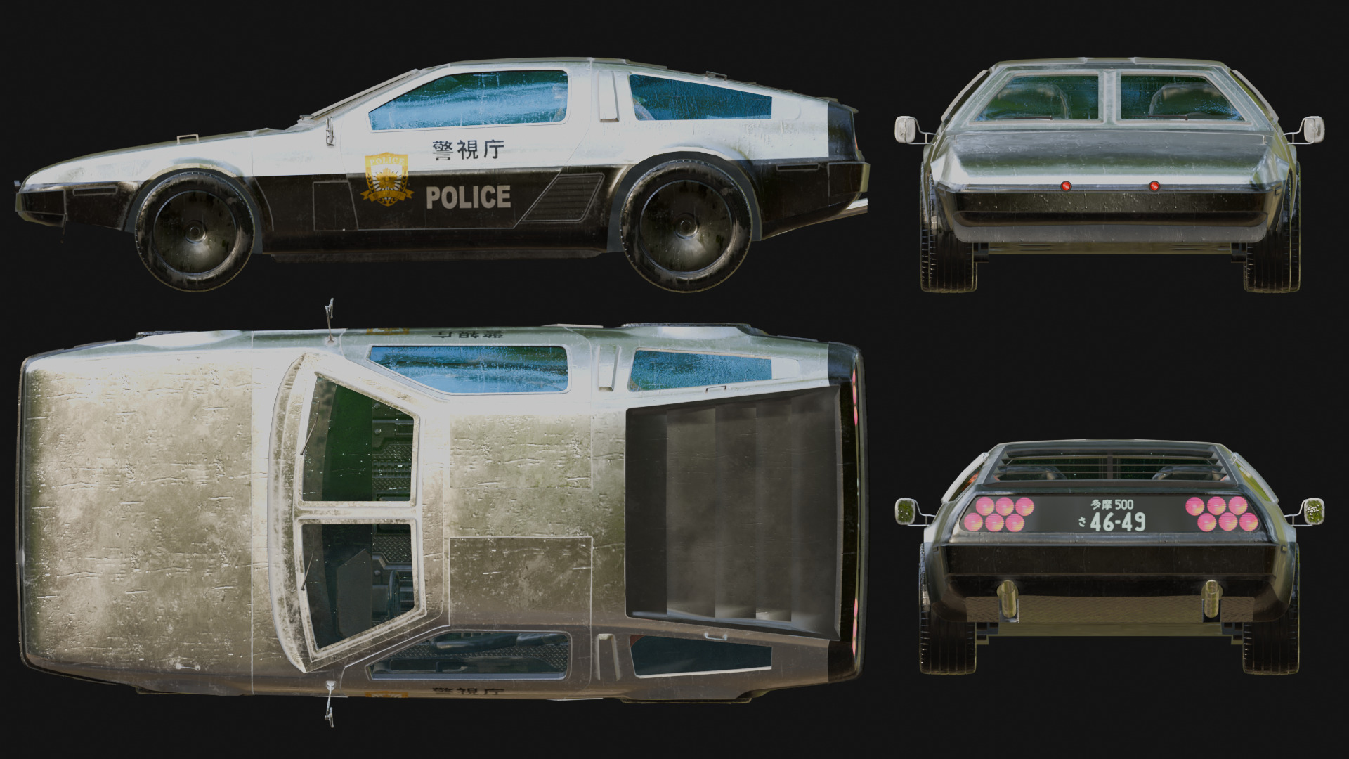 Futuristic Police Car Low-poly 3D model_3