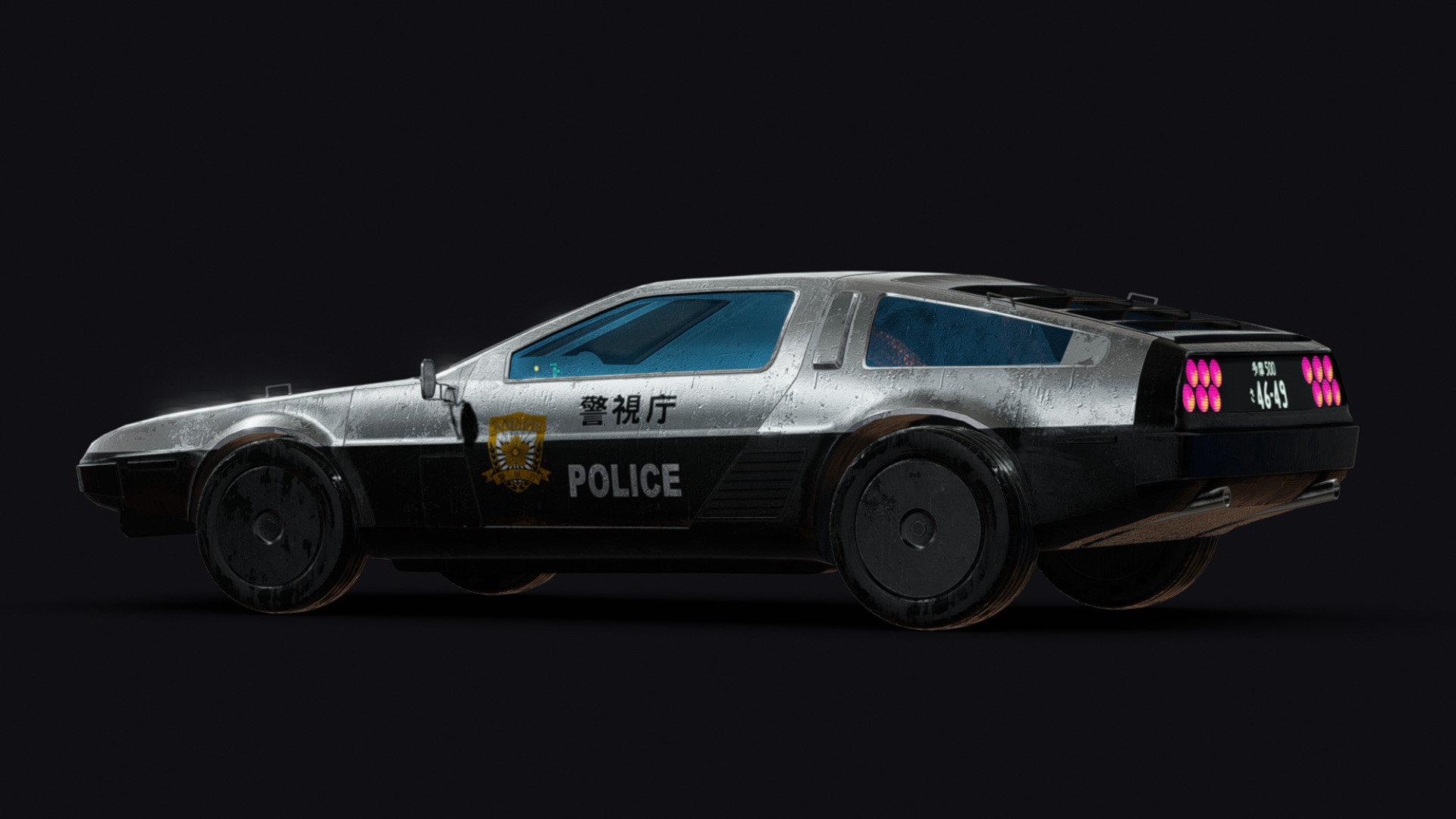 Futuristic Police Car Low-poly 3D model_8