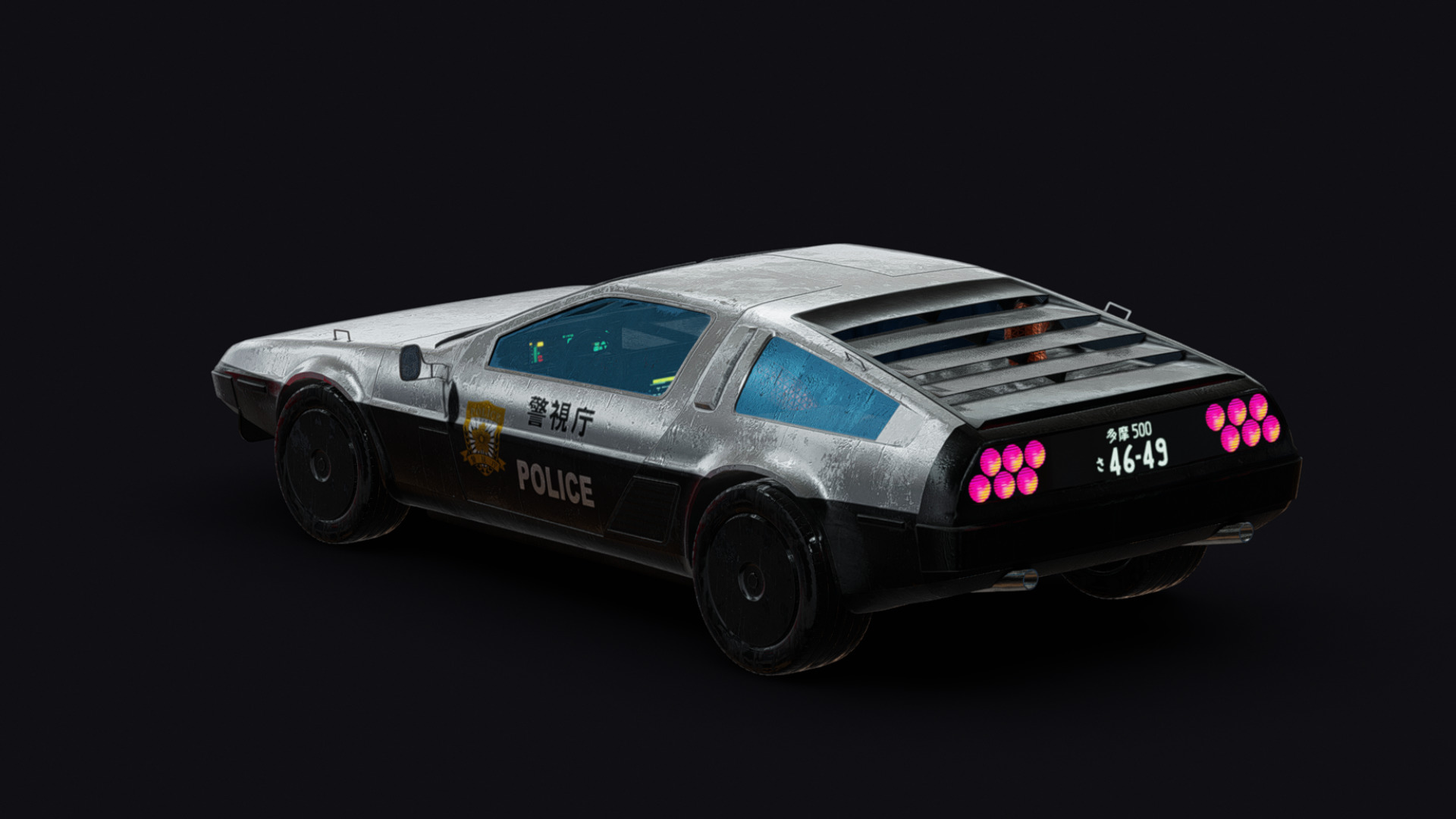 Futuristic Police Car Low-poly 3D model_5