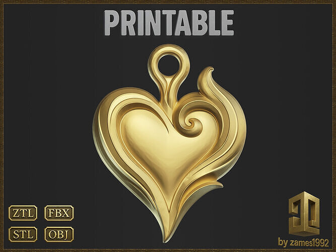 Romantic Heart Pendant 3D print model