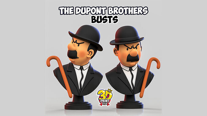 The Dupont Brothers Stylized 3D Busts  3D print model