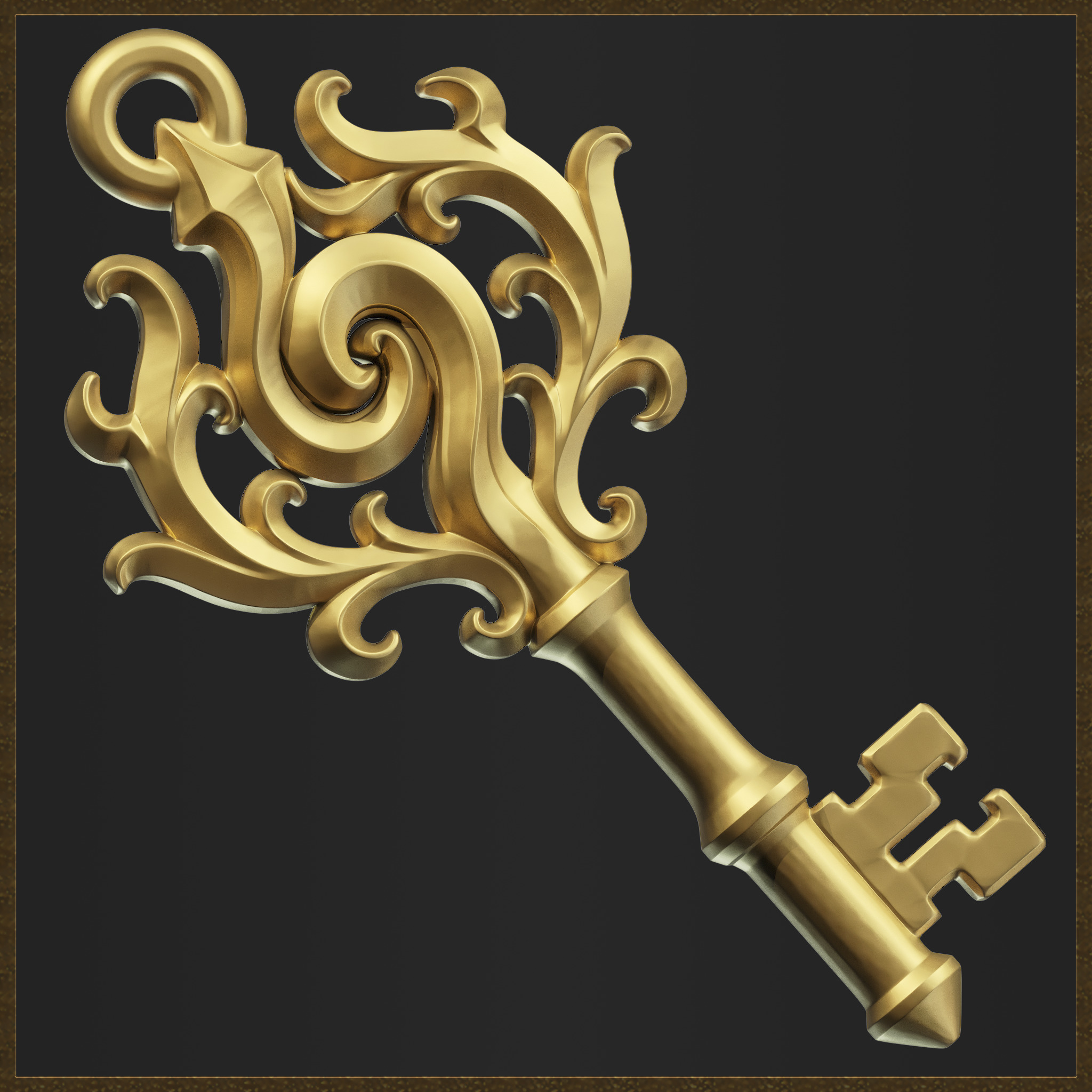 Decorative Key Charm 3D print model_5