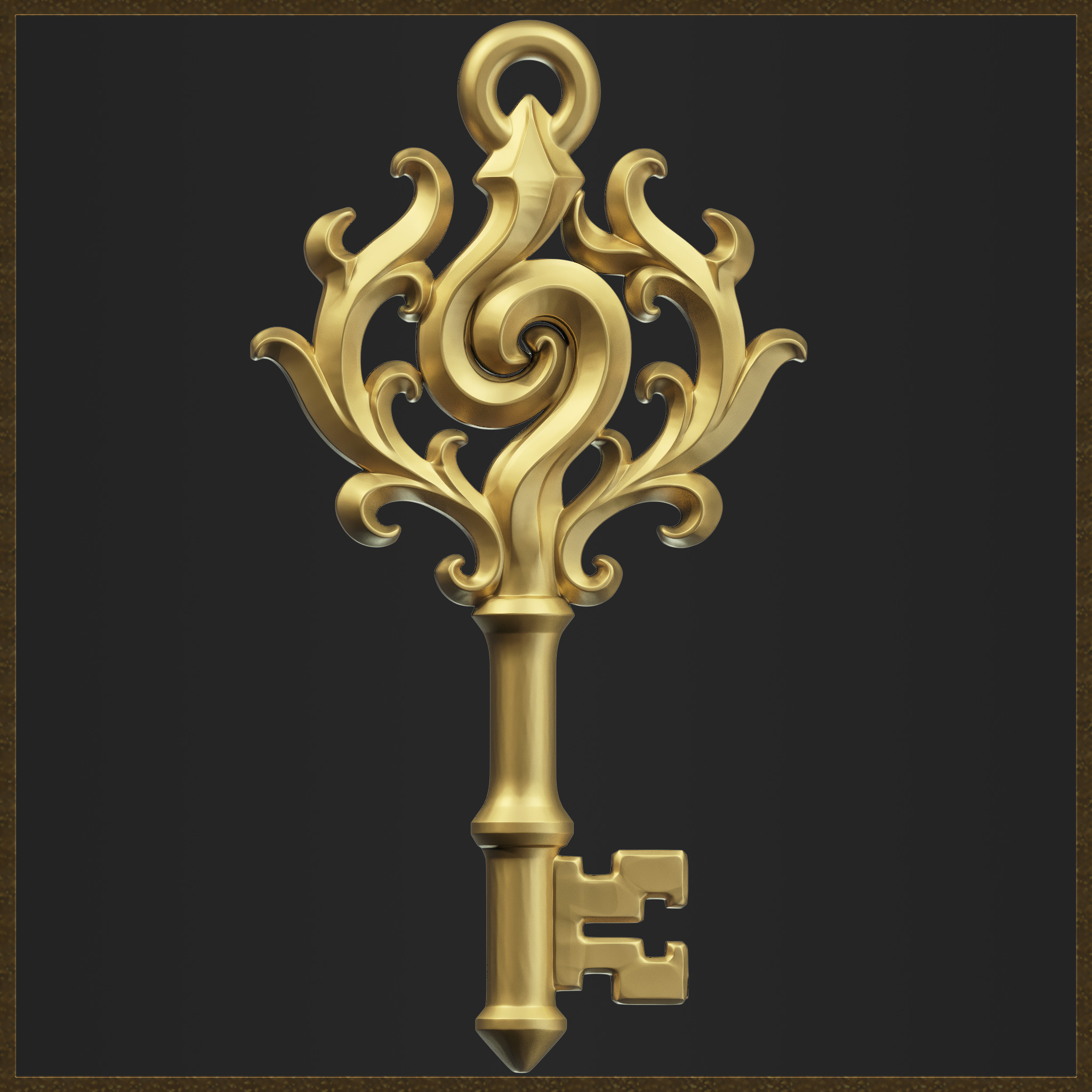 Decorative Key Charm 3D print model_6