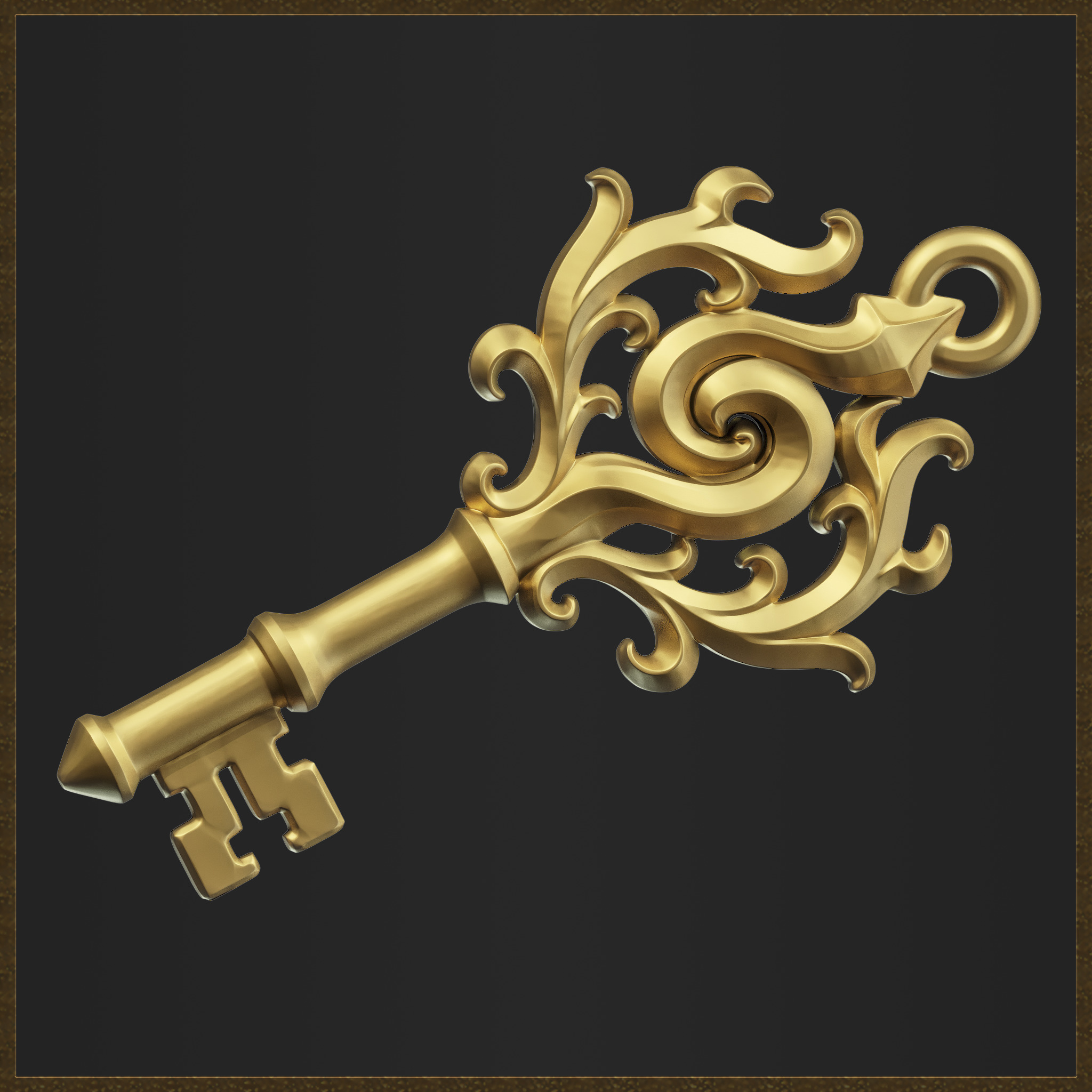 Decorative Key Charm 3D print model_1