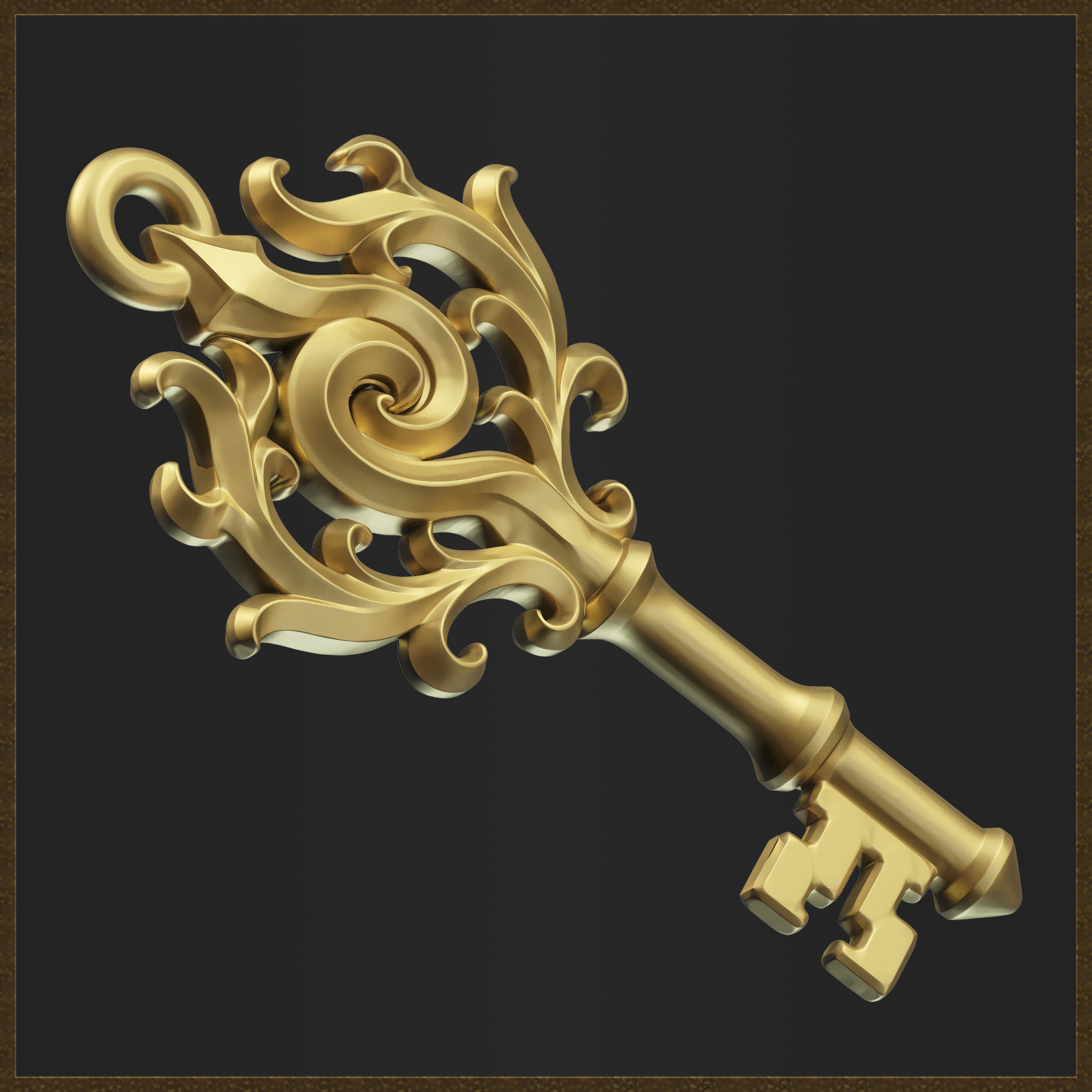 Decorative Key Charm 3D print model_4
