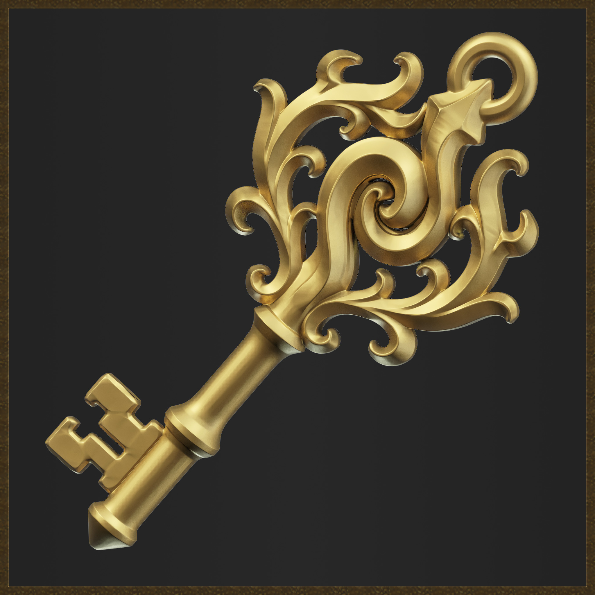 Decorative Key Charm 3D print model_3