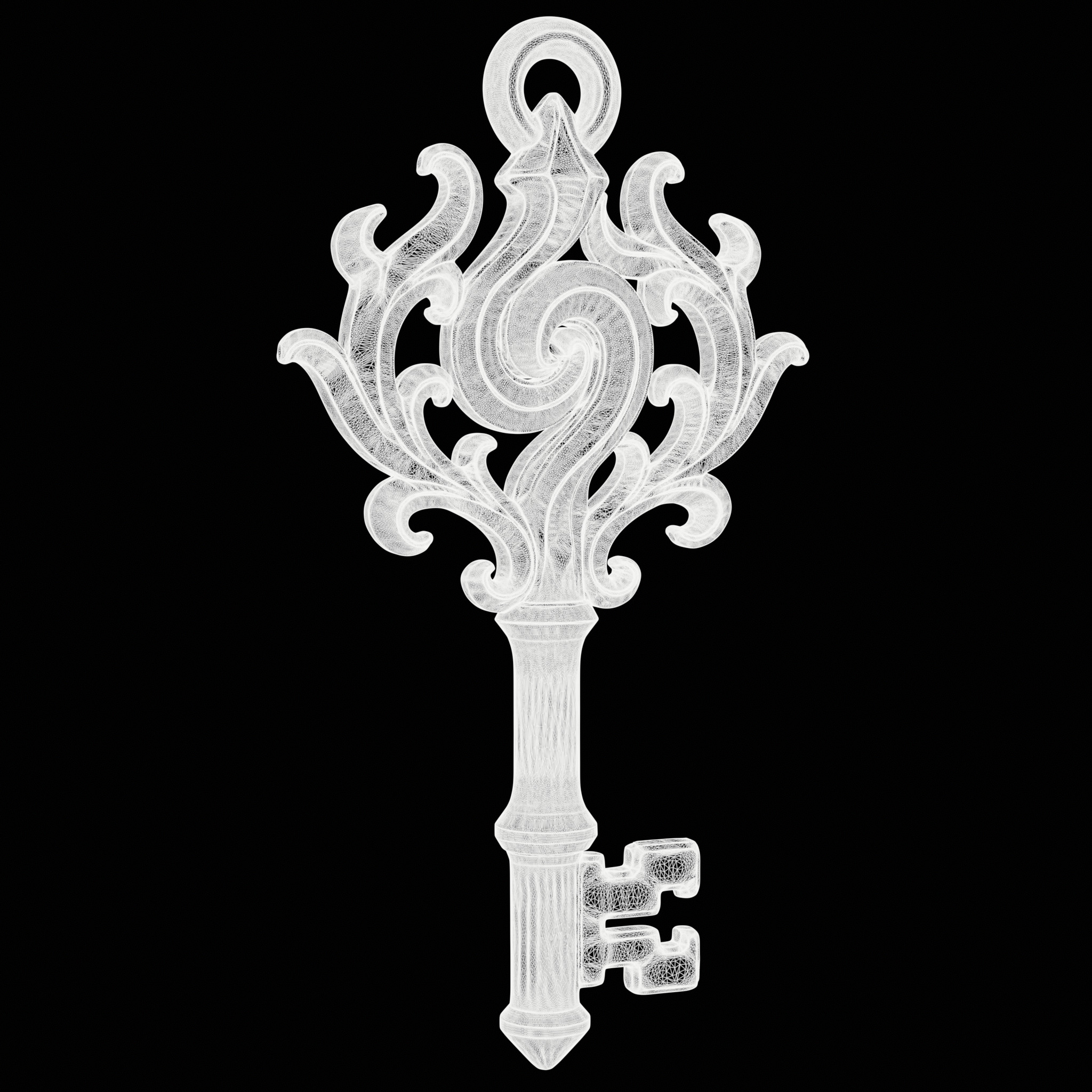 Decorative Key Charm 3D print model_7