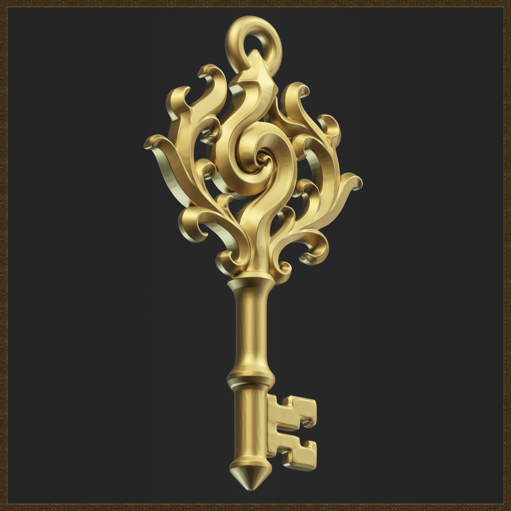 Decorative Key Charm 3D print model_2