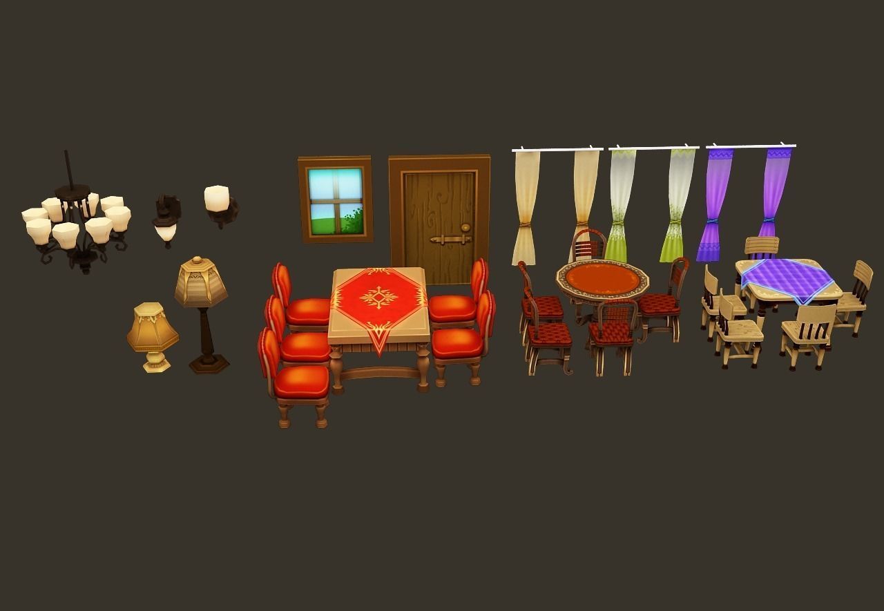 Cartoon House Interior Low-poly 3D model_6