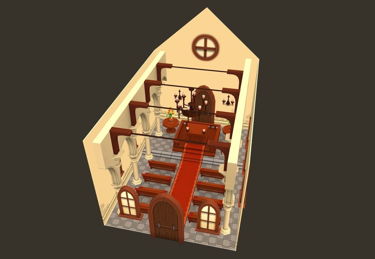 Cartoon House Interior Low-poly 3D model_9