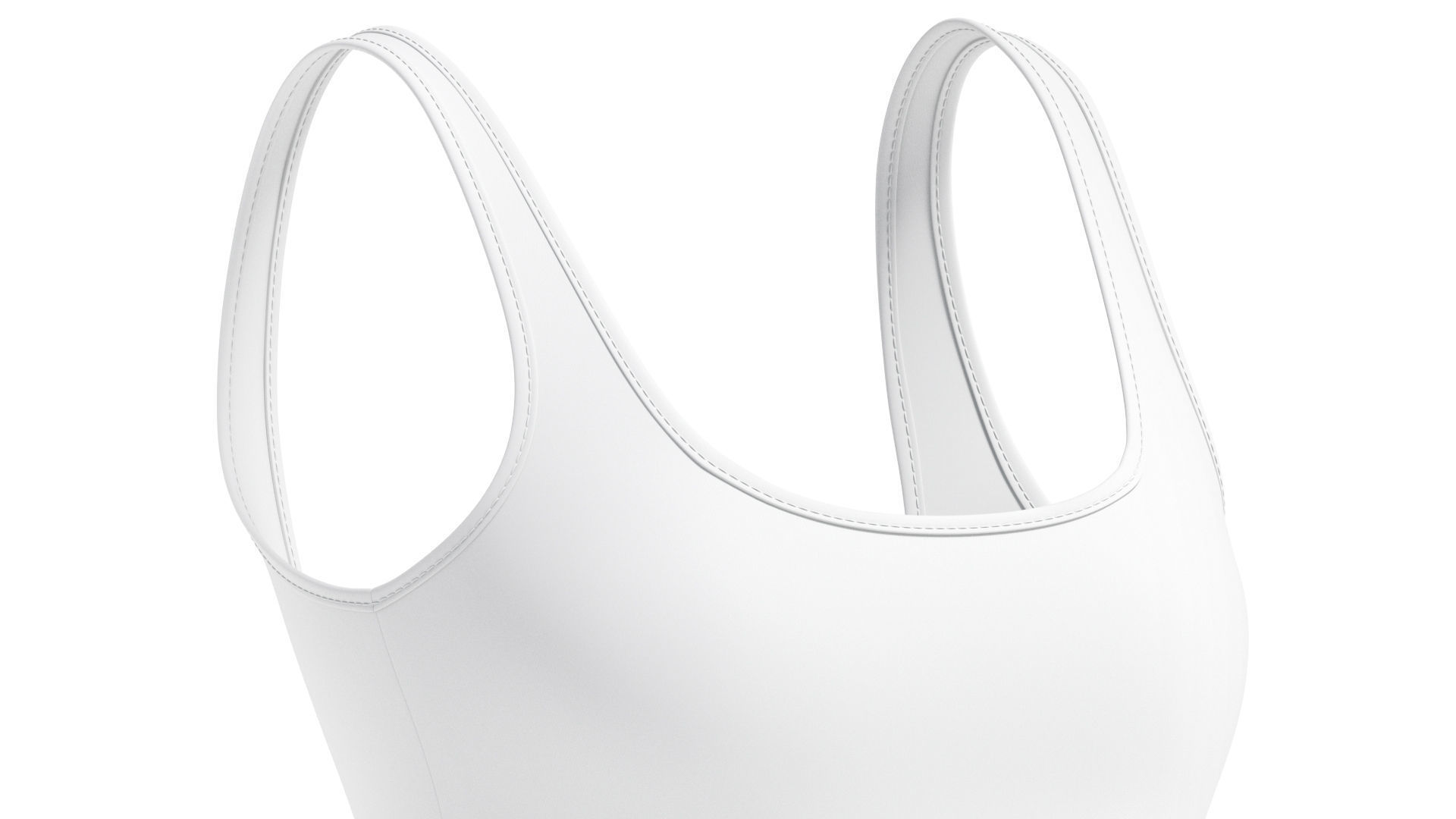 Women One-Piece White Swimsuit - female onepiece beachwear 3D model_5