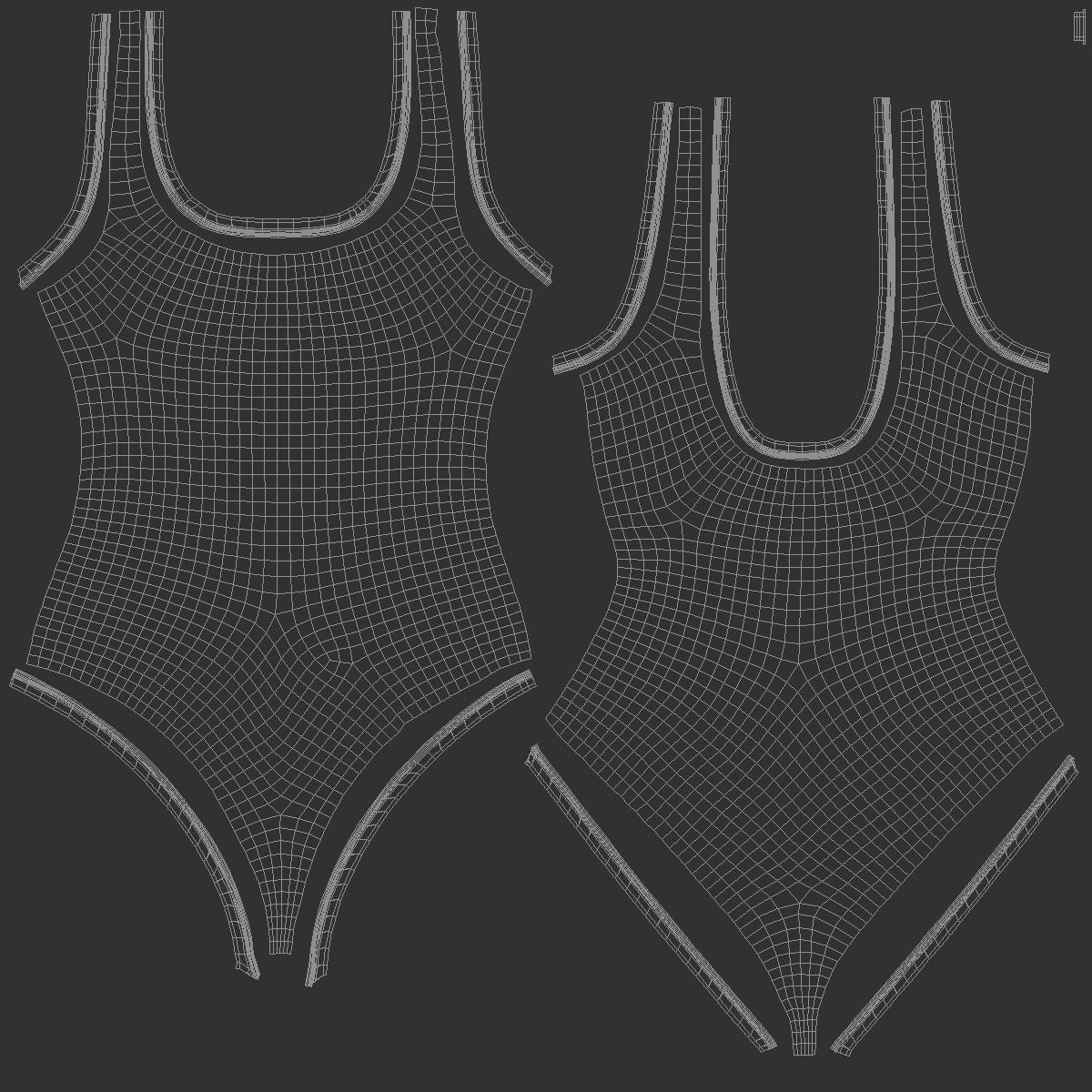 Women One-Piece White Swimsuit - female onepiece beachwear 3D model_6