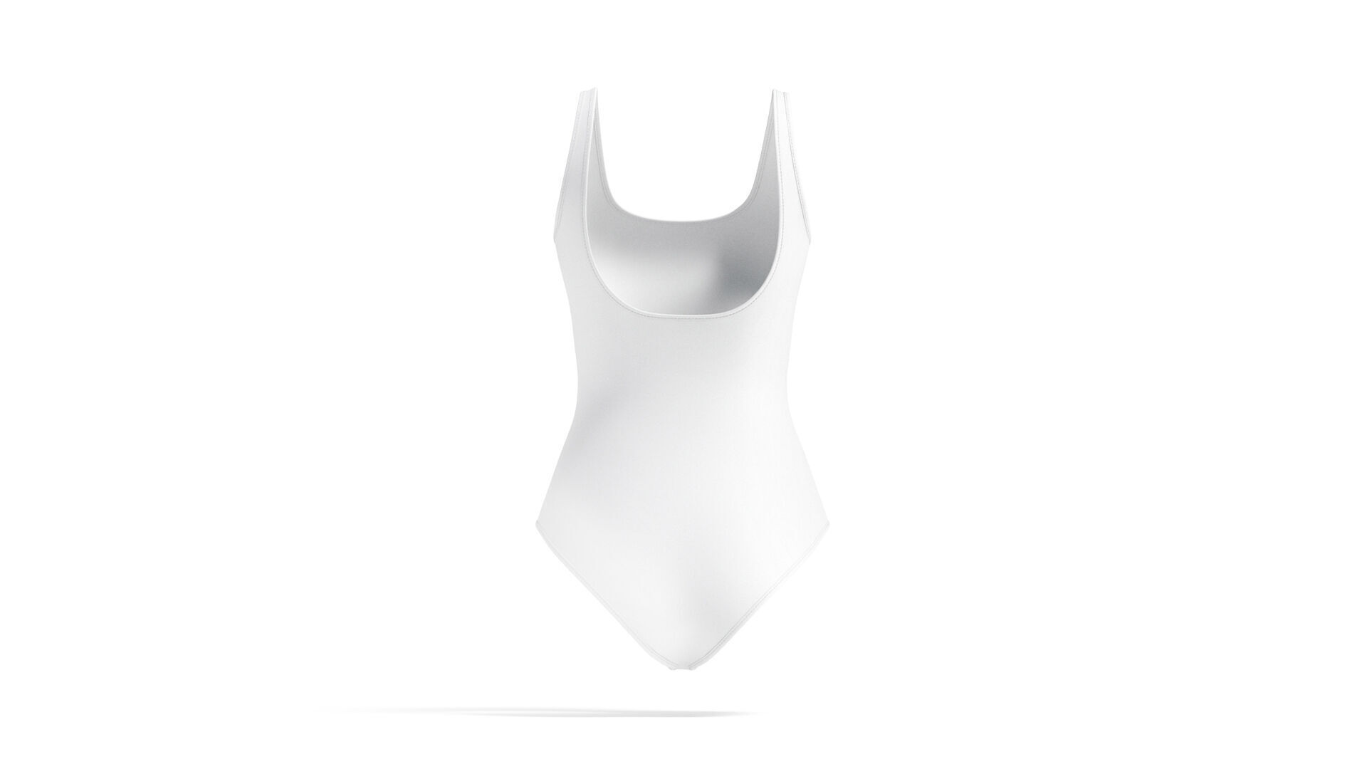 Women One-Piece White Swimsuit - female onepiece beachwear 3D model_2