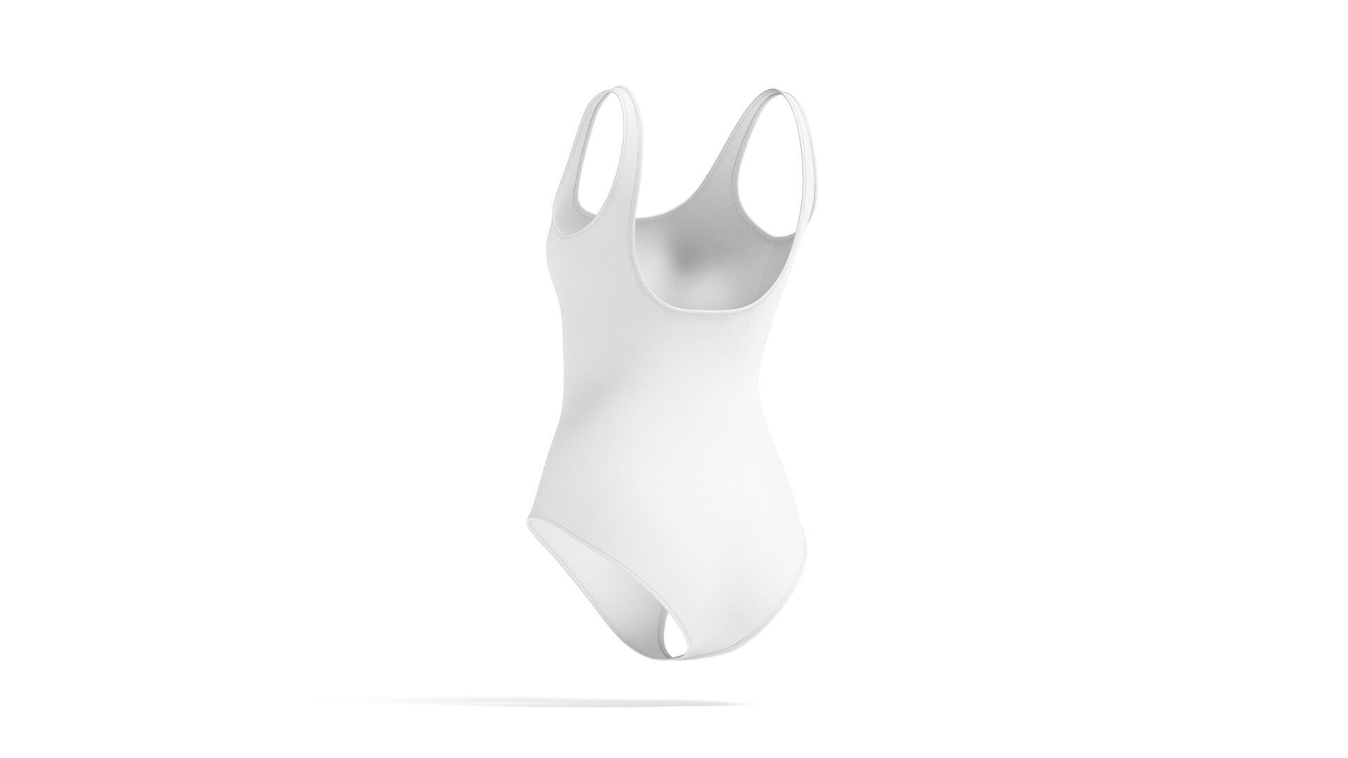 Women One-Piece White Swimsuit - female onepiece beachwear 3D model_4