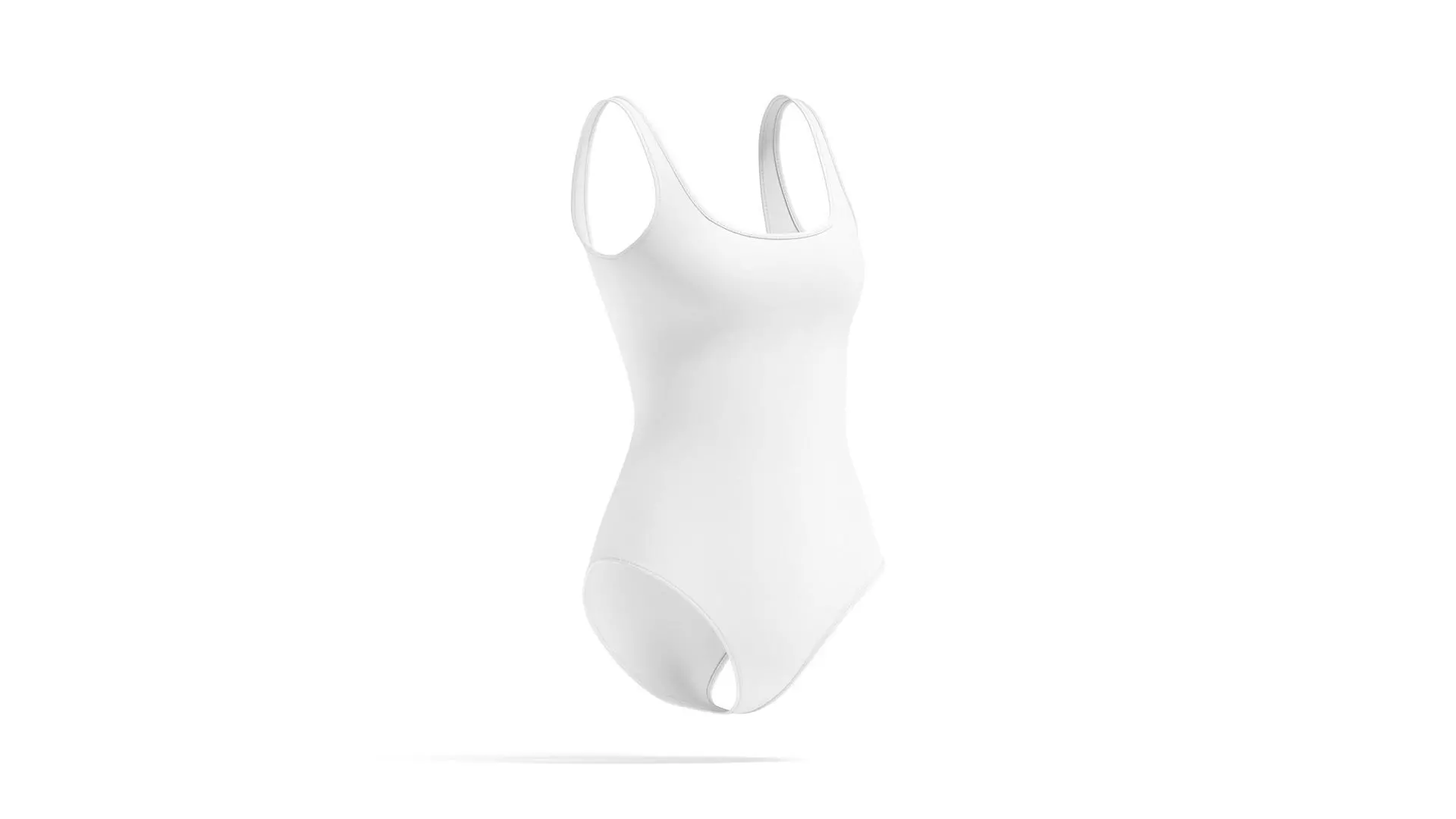 Women One-Piece White Swimsuit - female onepiece beachwear 3D model_0