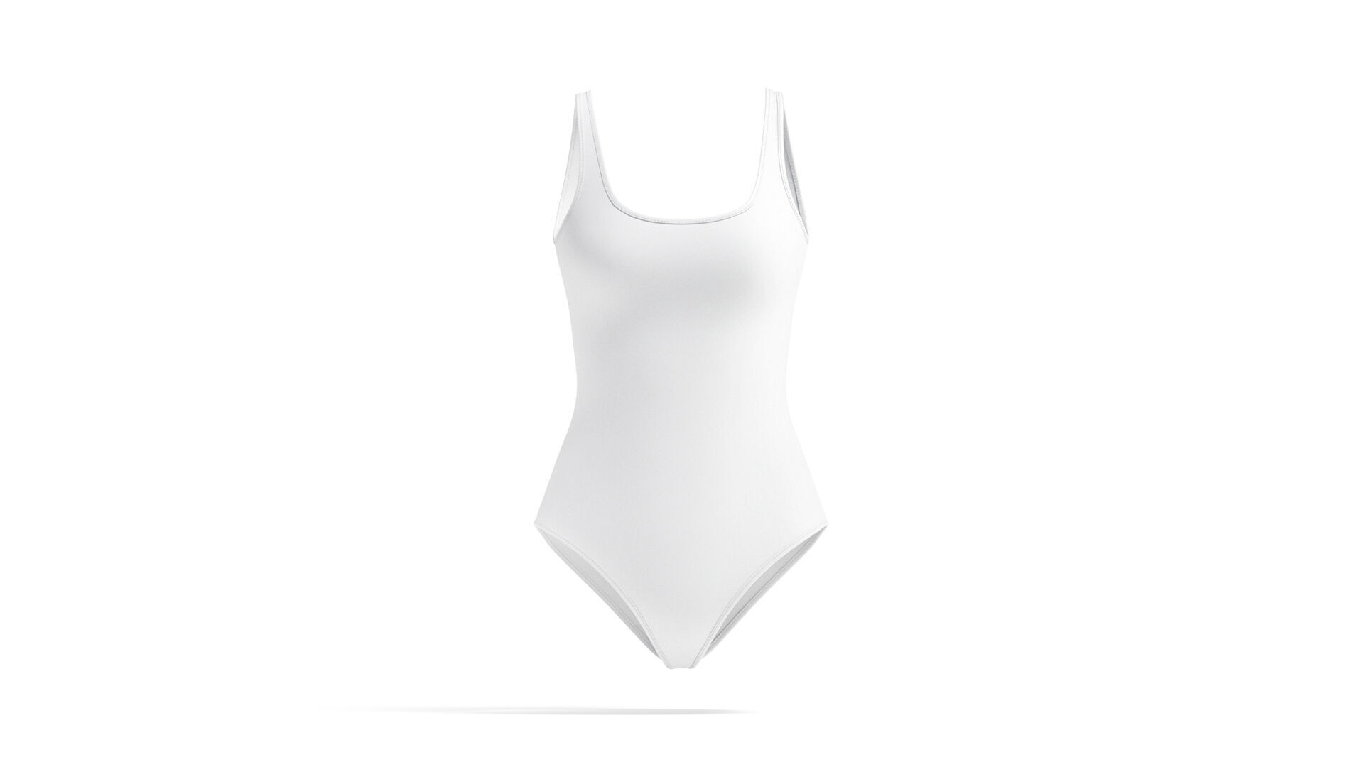 Women One-Piece White Swimsuit - female onepiece beachwear 3D model_1