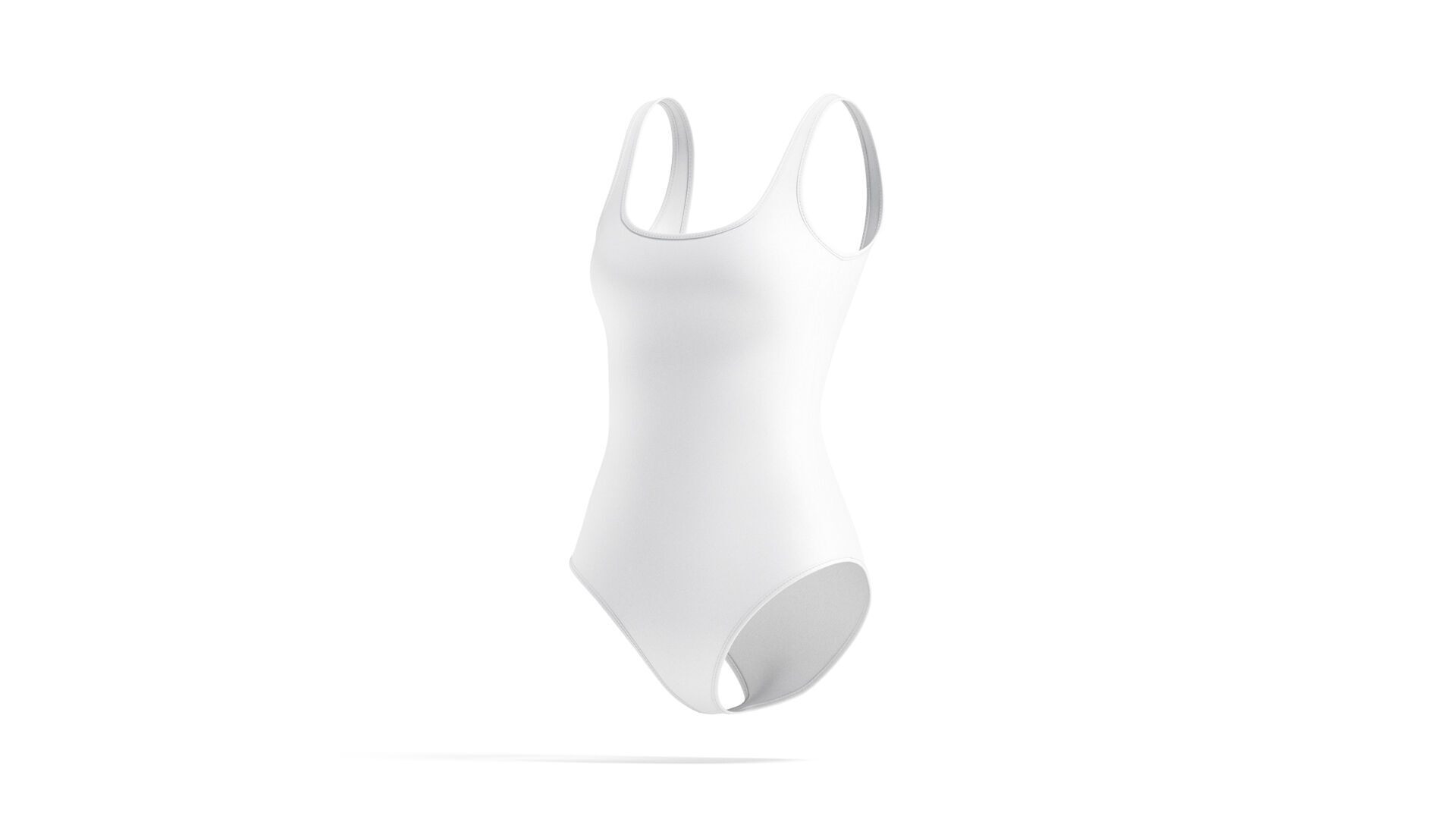 Women One-Piece White Swimsuit - female onepiece beachwear 3D model_3
