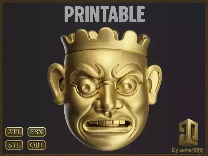 Angry Japan Mask Figurine  