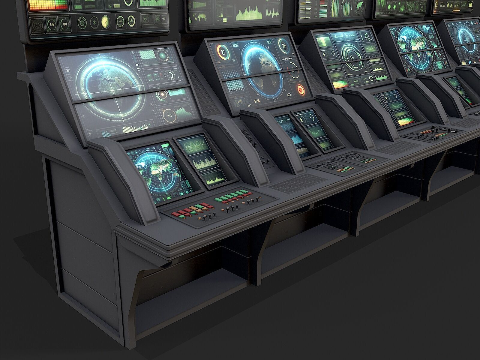 Control Desk 2 Low-poly 3D model_4