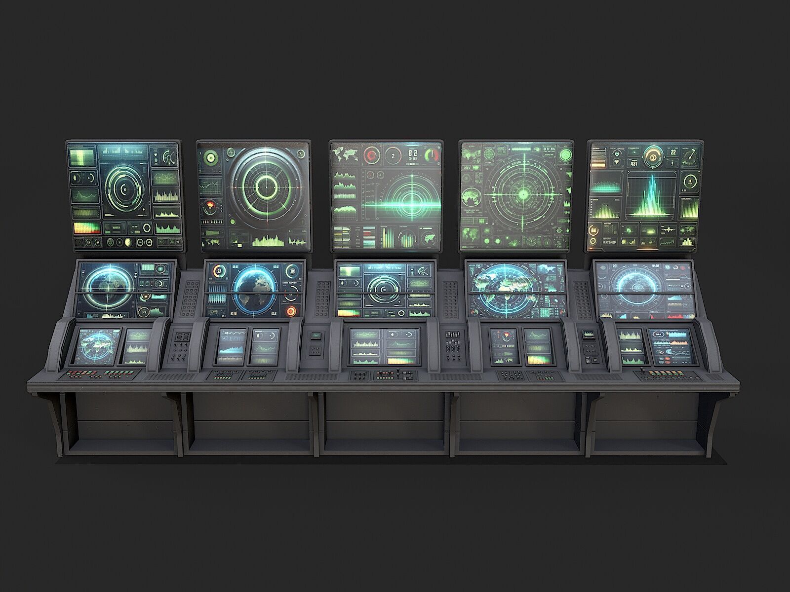 Control Desk 2 Low-poly 3D model_2