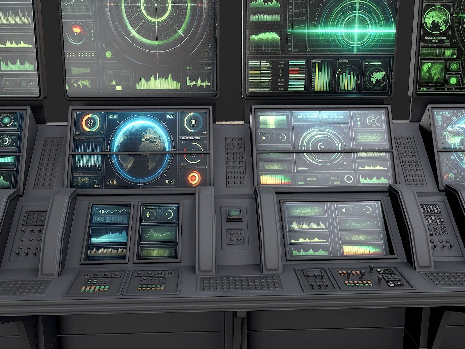 Control Desk 2 Low-poly 3D model_10