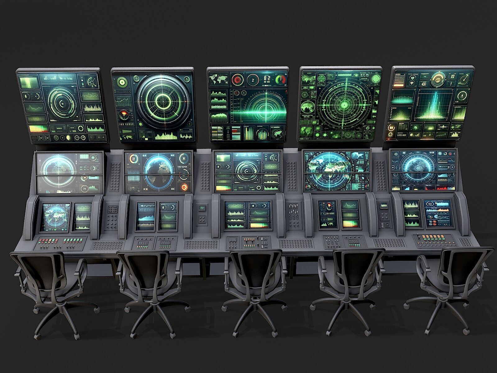 Control Desk 2 Low-poly 3D model_1