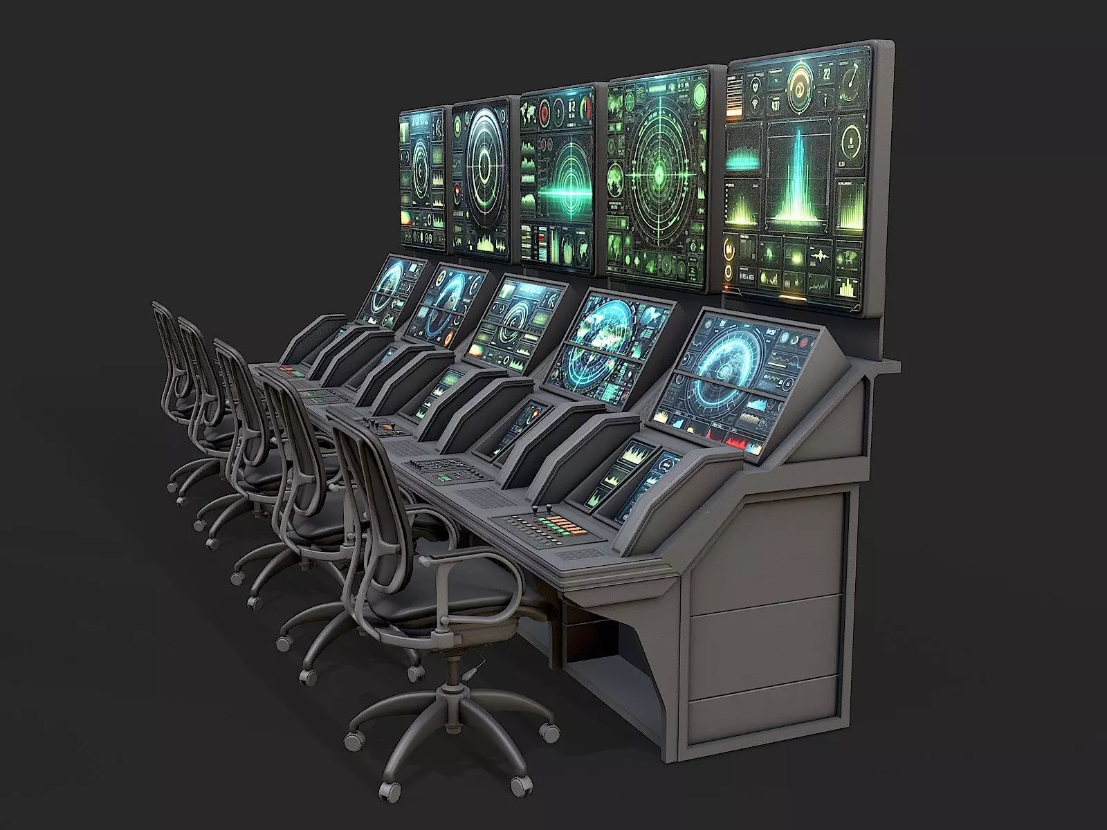 Control Desk 2 Low-poly 3D model_0