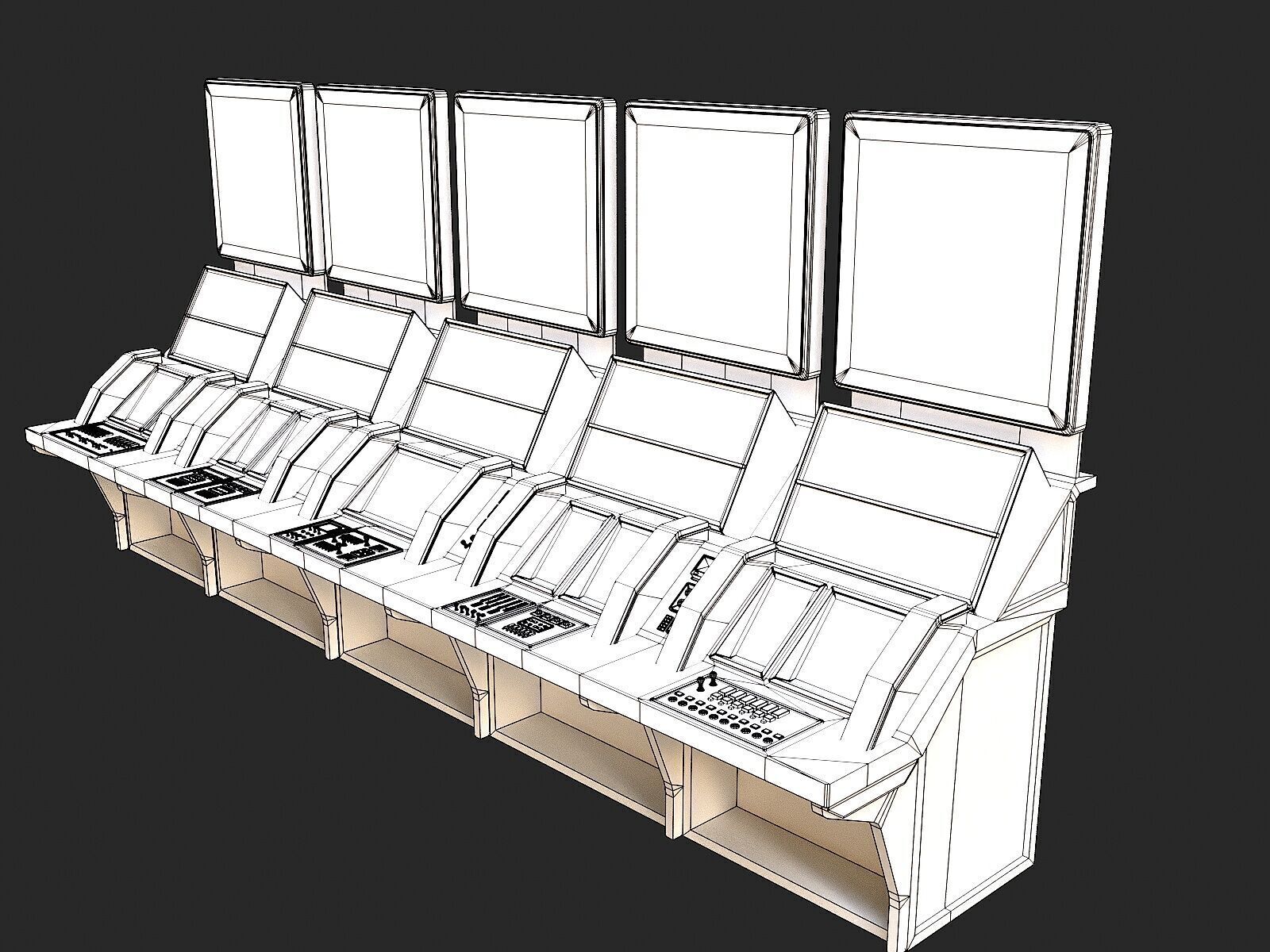 Control Desk 2 Low-poly 3D model_17