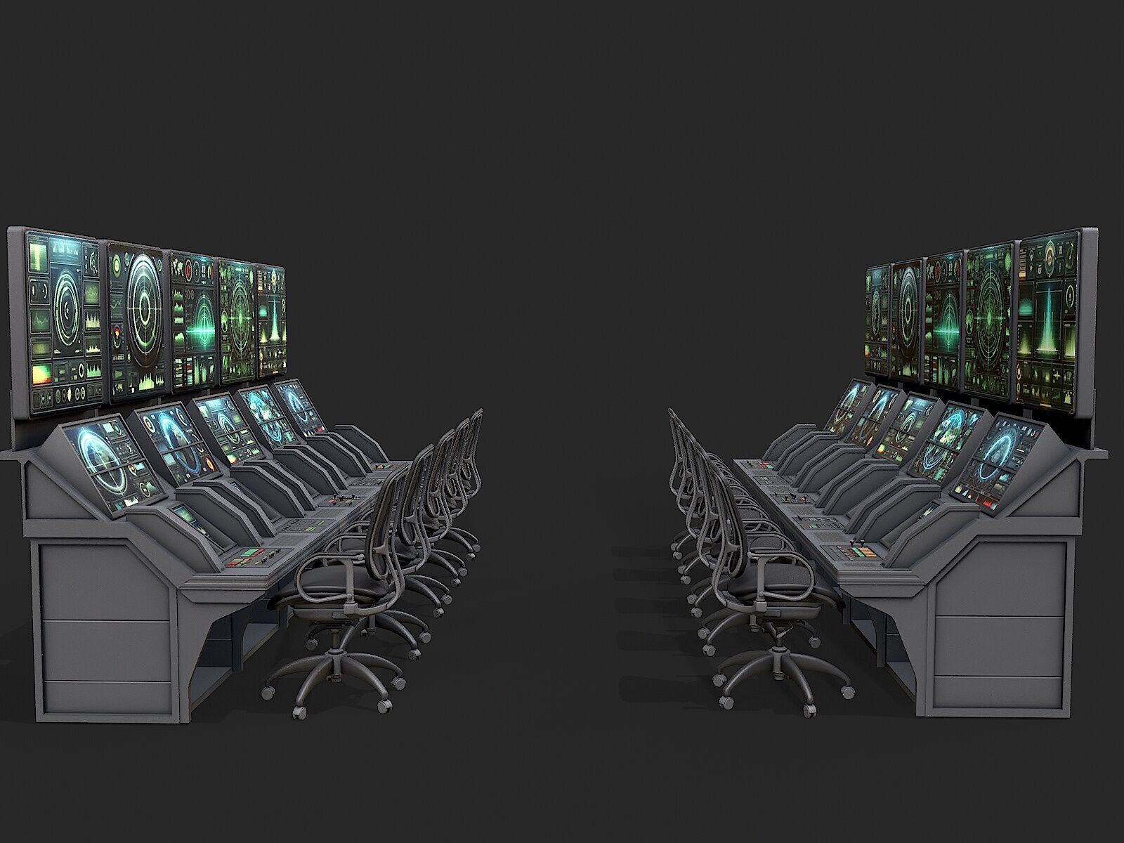 Control Desk 2 Low-poly 3D model_9