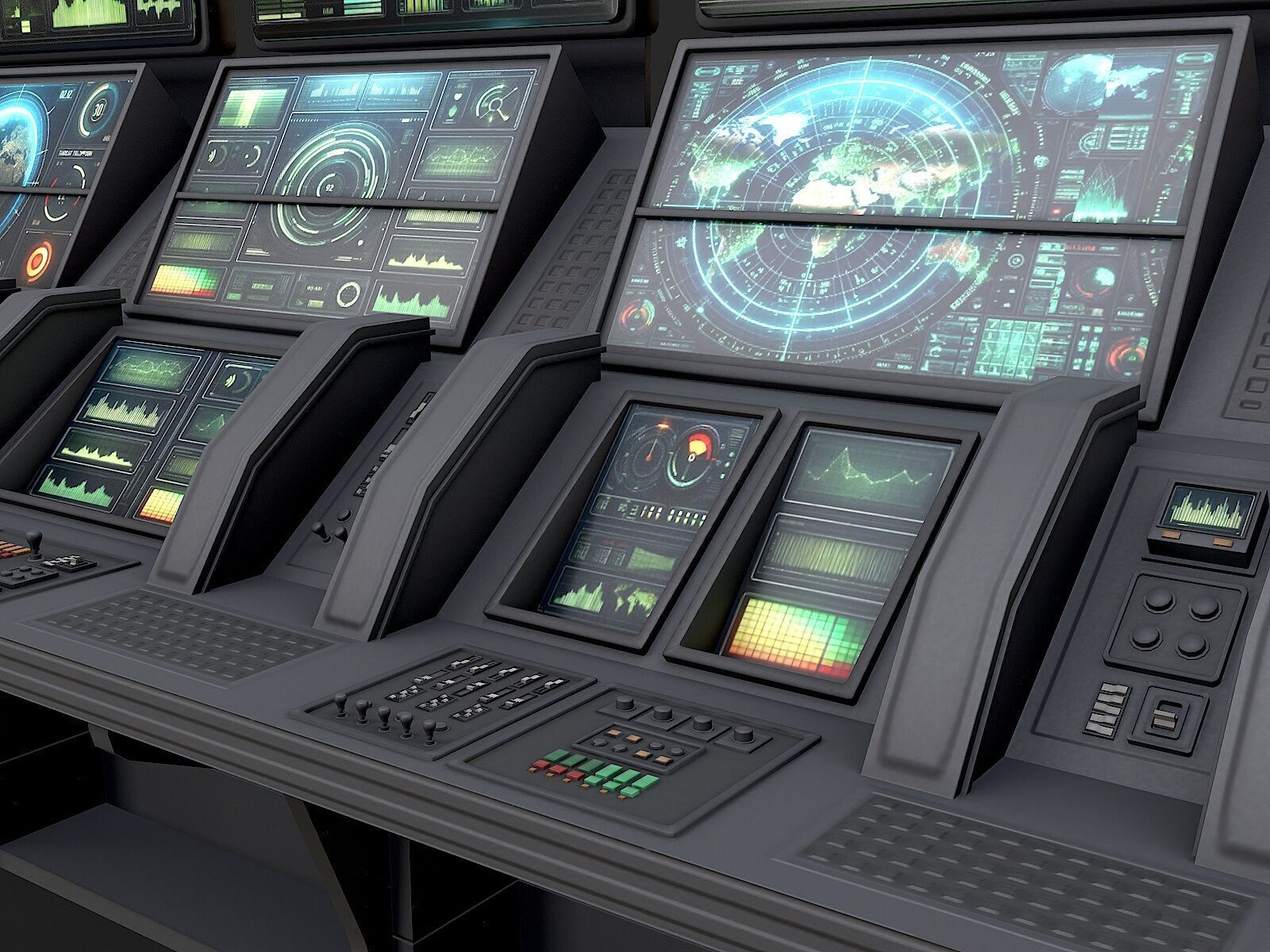 Control Desk 2 Low-poly 3D model_7