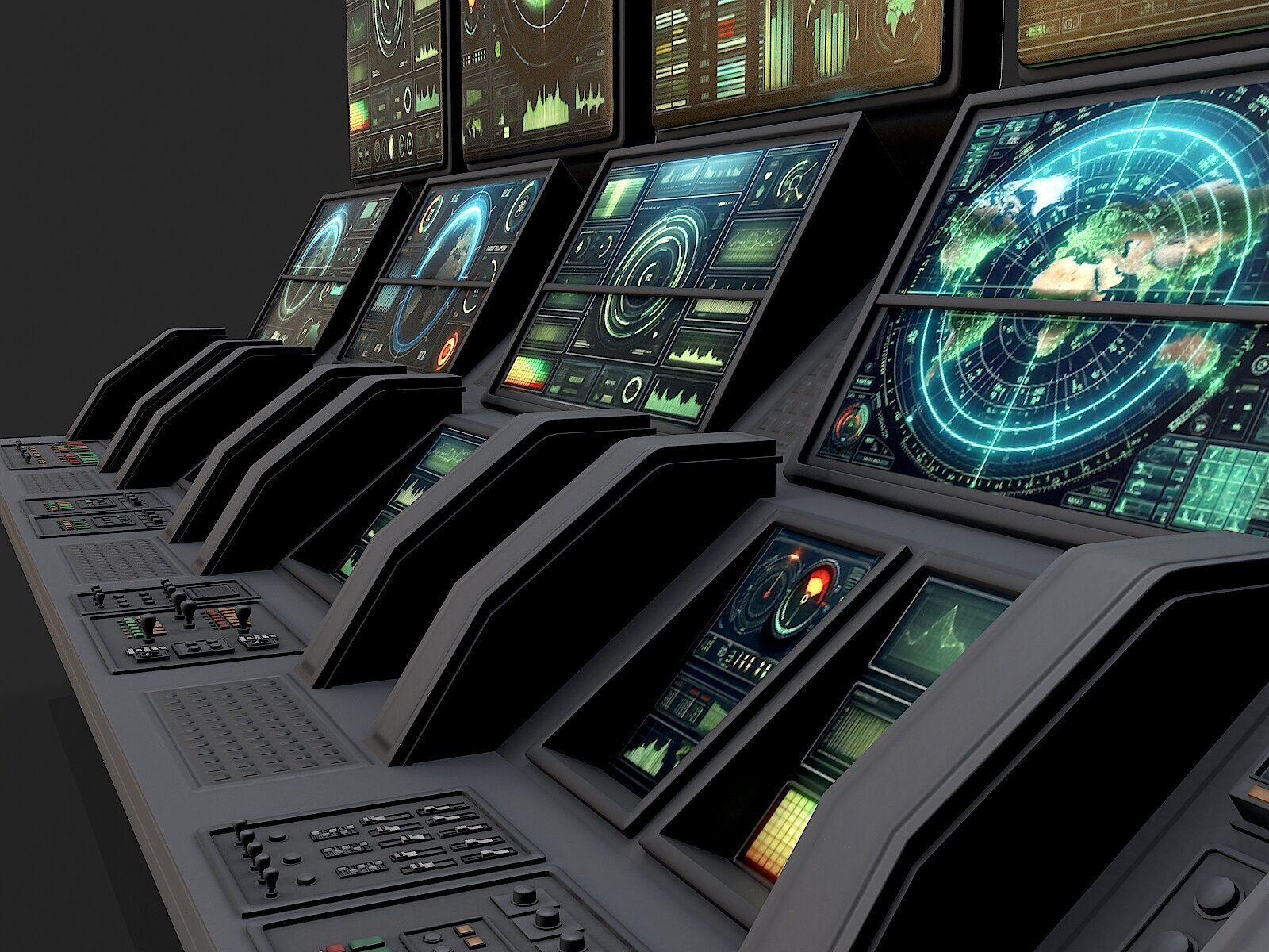 Control Desk 2 Low-poly 3D model_11