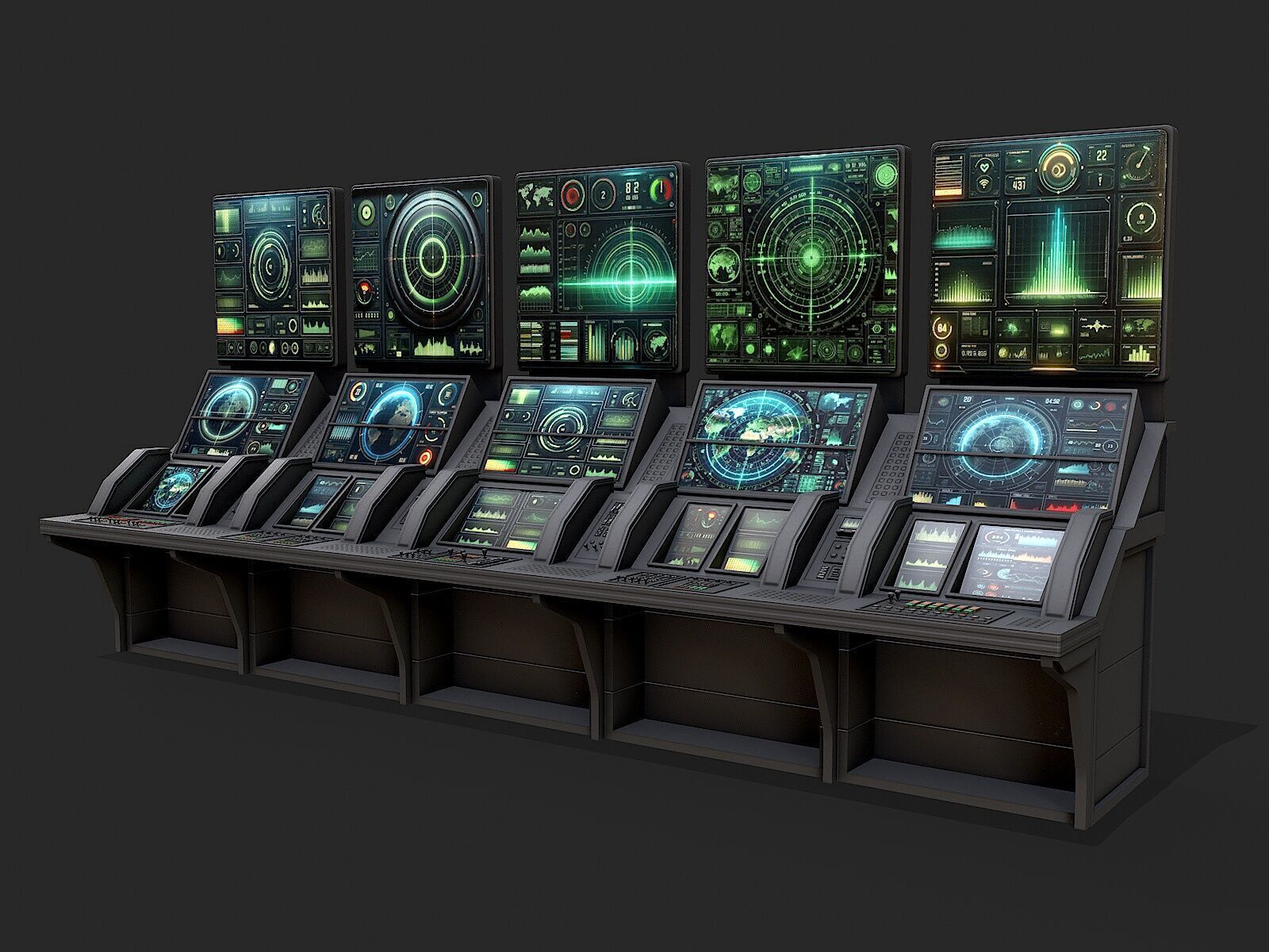 Control Desk 2 Low-poly 3D model_6