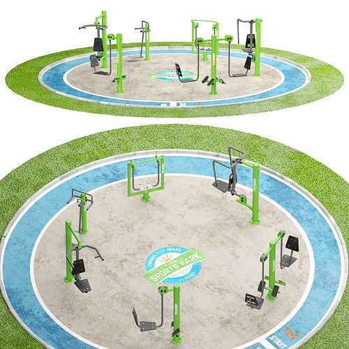 Park Gym Fitness Court 01 3D model