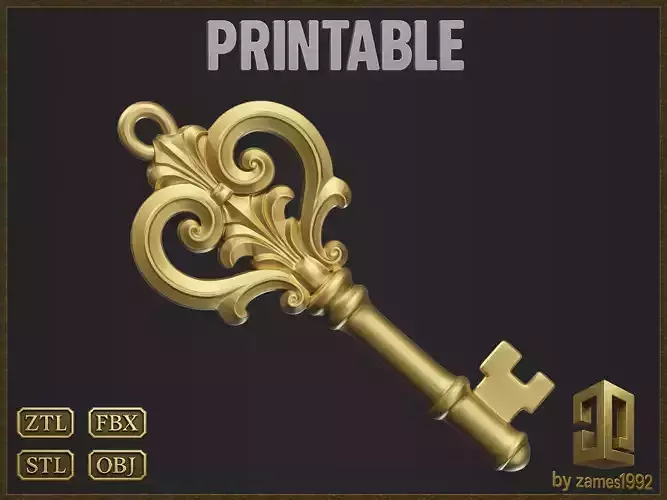 Elegant Antique Key Pendant