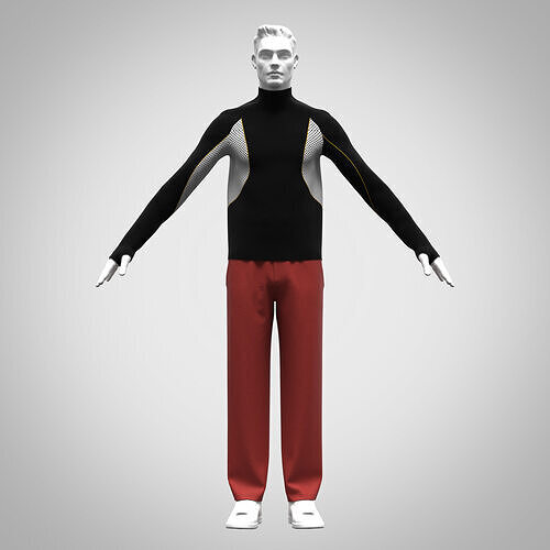 mens sports tee and trouser  rigged model Low-poly 3D model