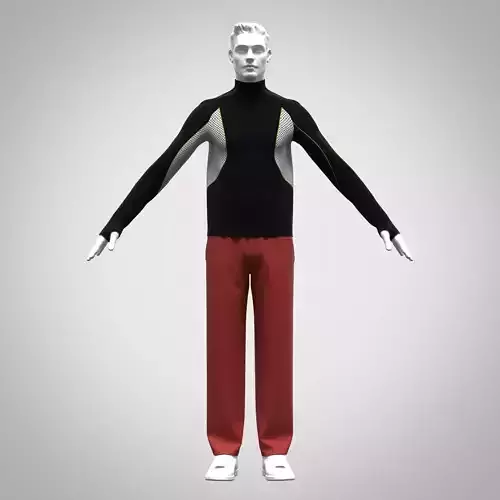  mens sports tee and trouser  rigged model Low-poly 3D model