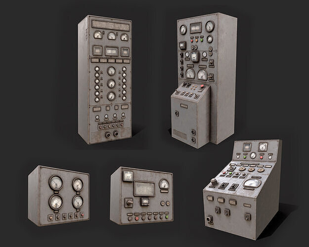 Factory Control Panels  Low-poly 3D model