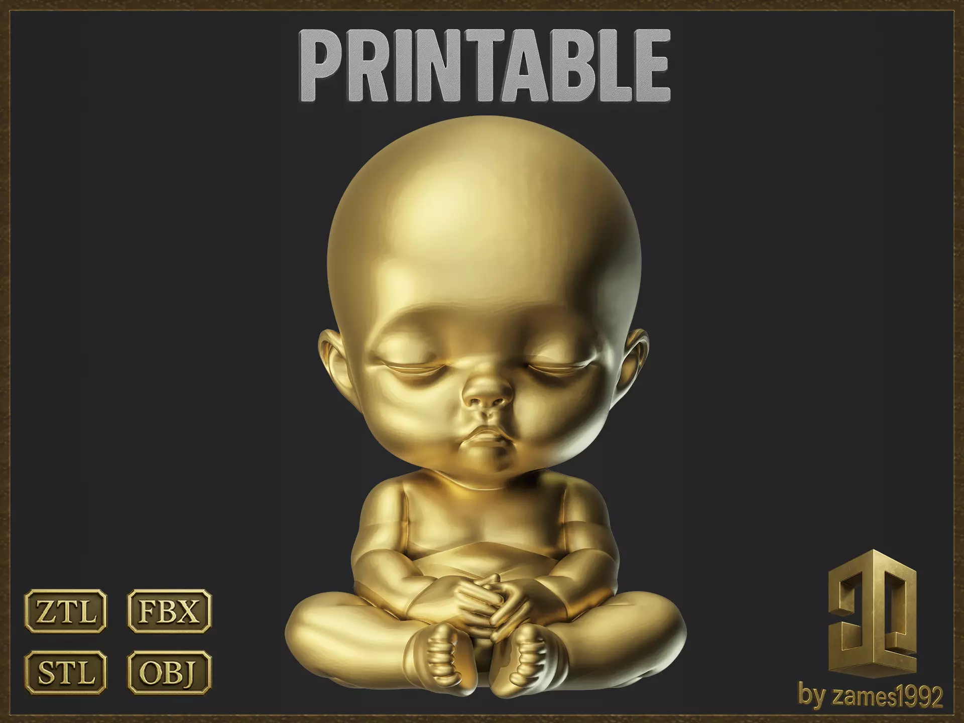 Meditating Baby Pendant 3D print model