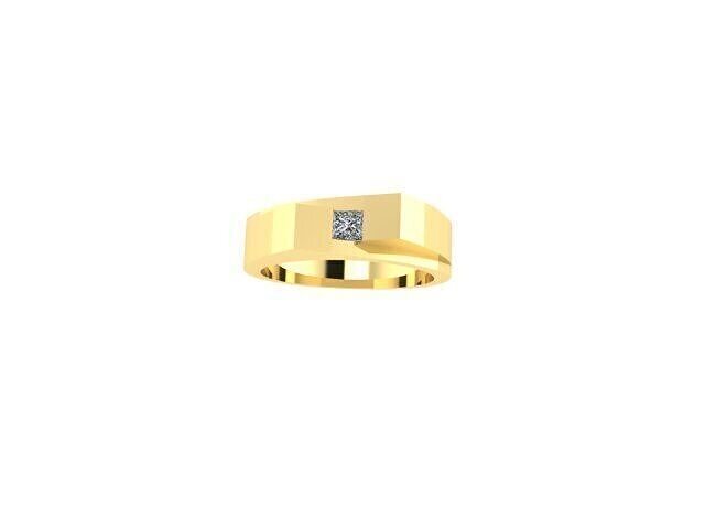 Latest Mens Gold Ring Princess Cut Diamond 3D print model 3D print model