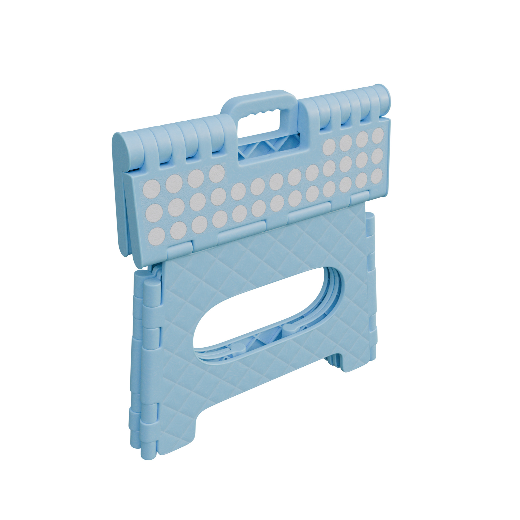 Plastic Folding Step Stool - Blue 3D model_19