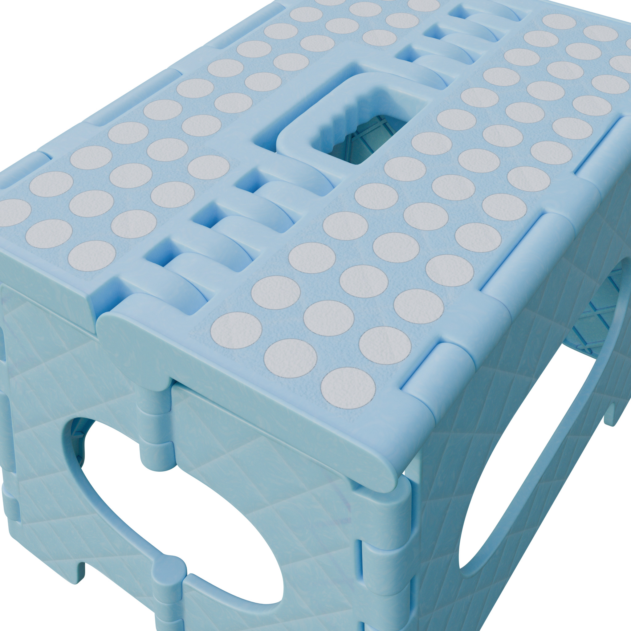 Plastic Folding Step Stool - Blue 3D model_8