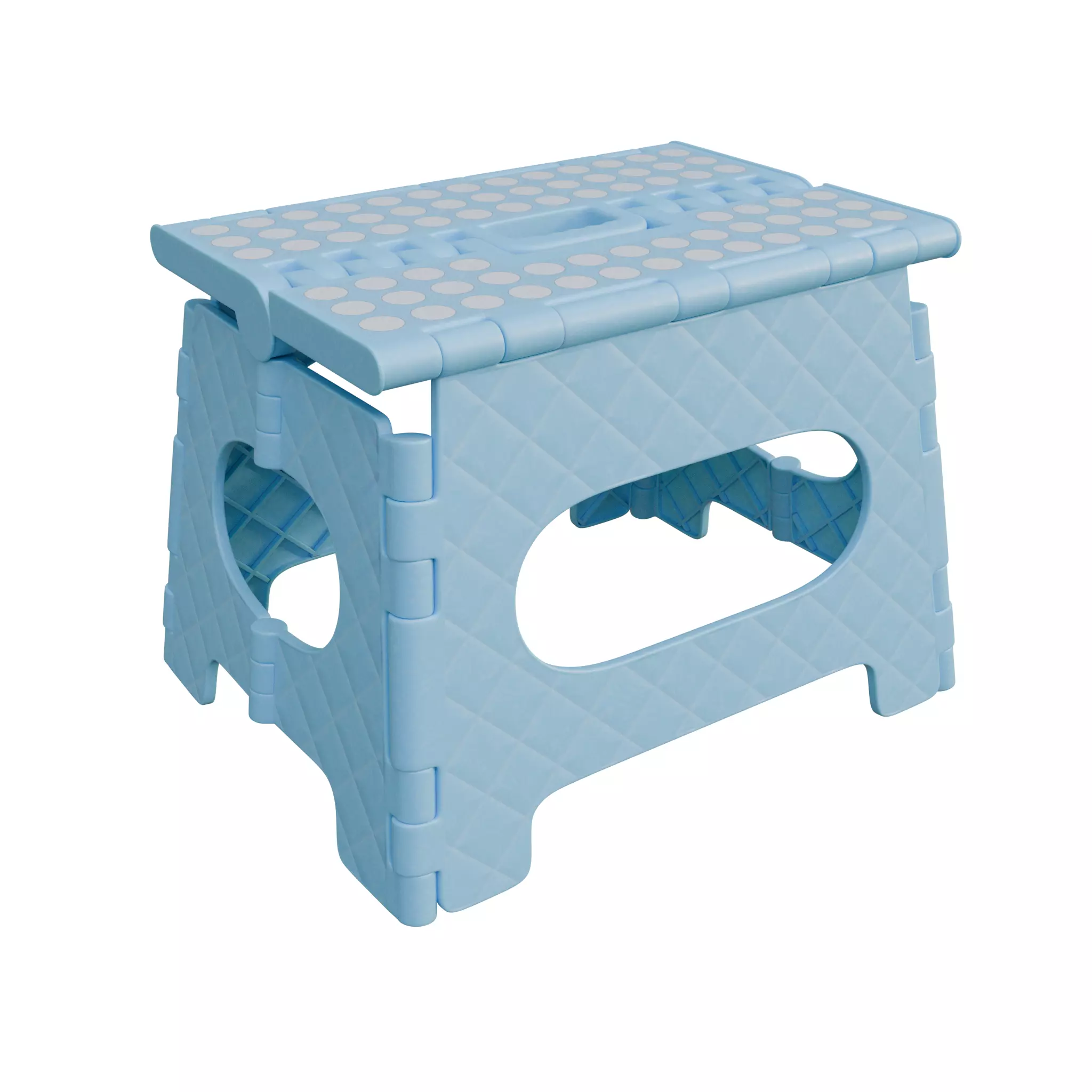 Plastic Folding Step Stool - Blue 3D model_0